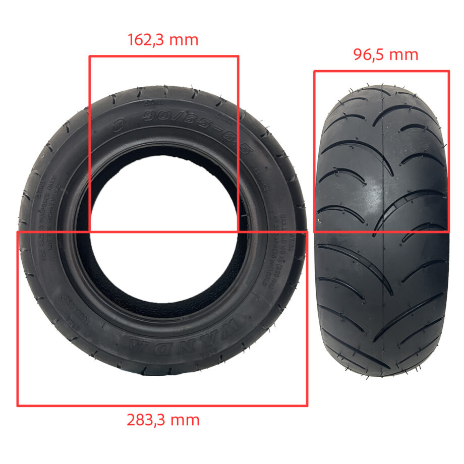 Rueda Cubierta 90/65-6,5 Tubeless - 10 unidades