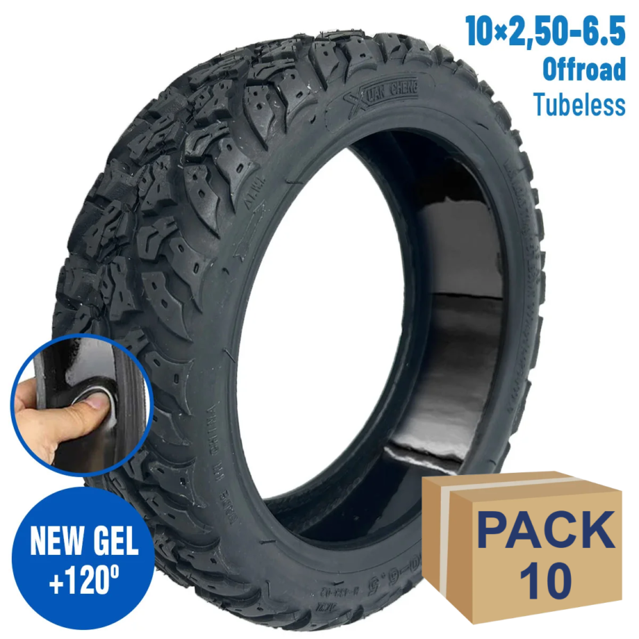 Neumático 10x2,50-6,5 Offroad Tubeless (Con gel antipinchazos) [Xuancheng] - 10 unidades