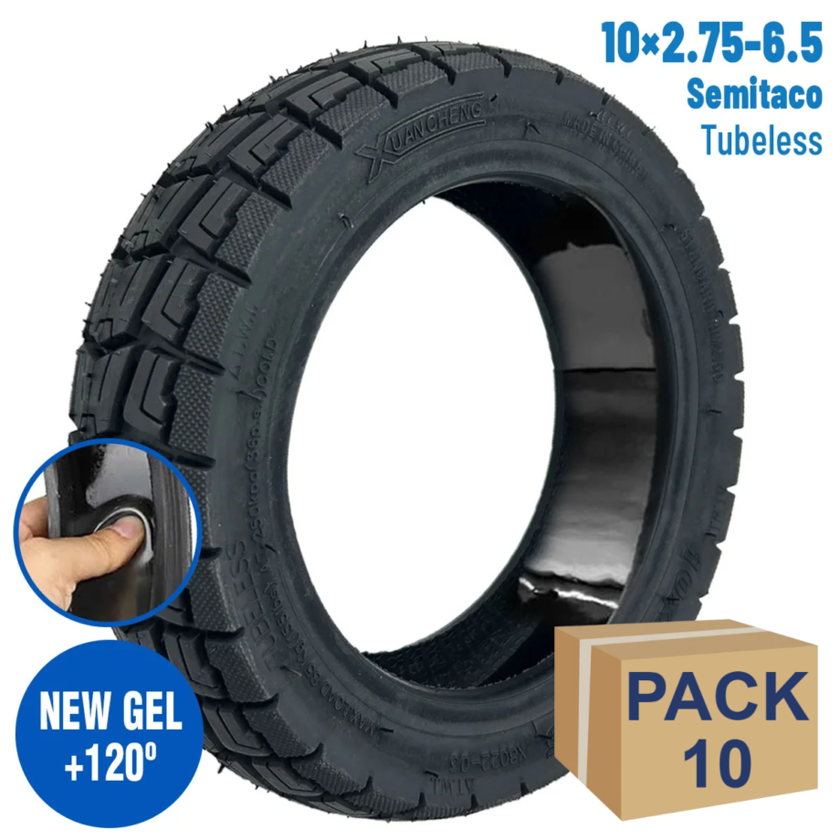 Neumático 10x2,75-6,5 Semitaco Tubeless (Con gel antipinchazos) [Xuancheng] - 10 unidades