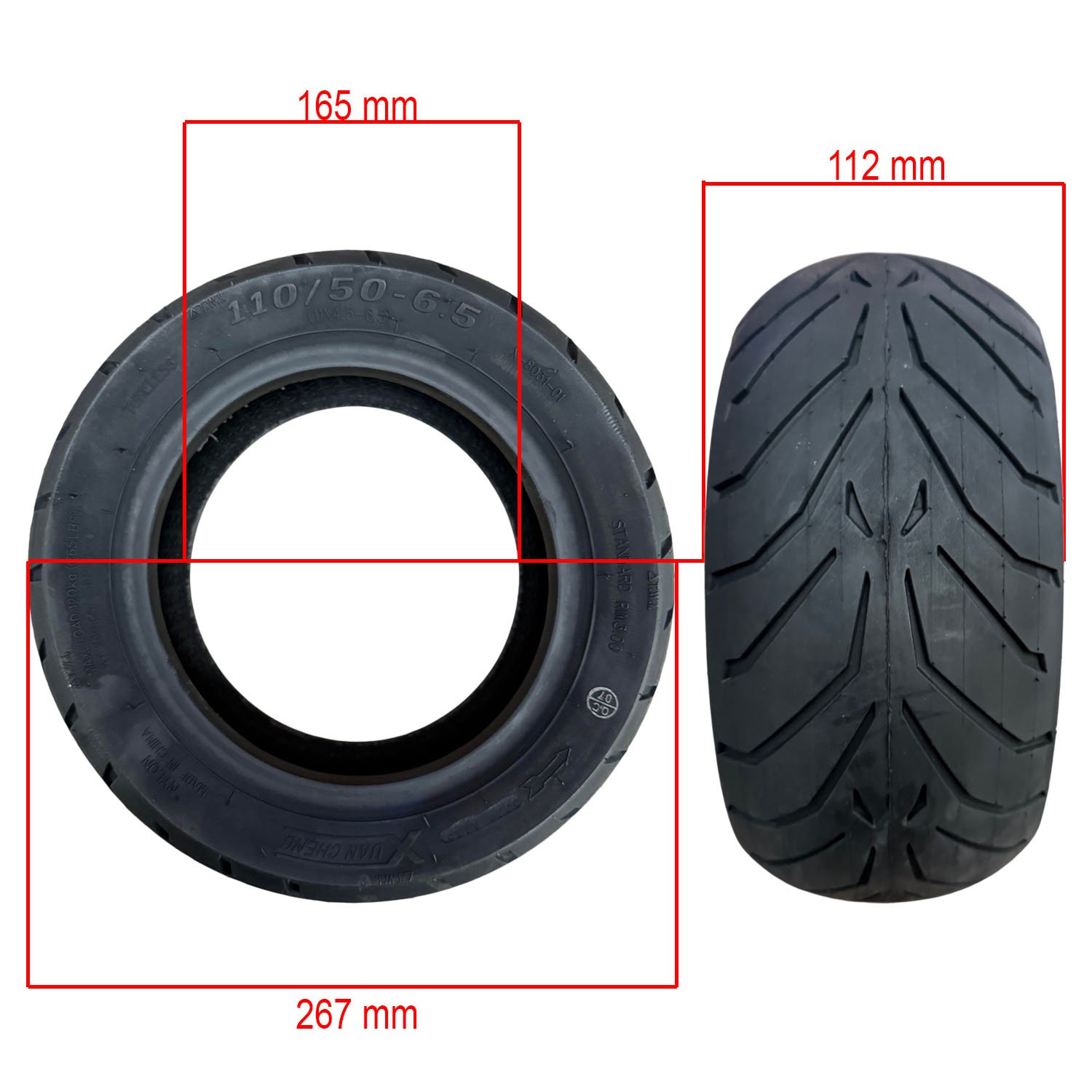 Rueda Cubierta 110/50-6,5 Tubeless [Xuancheng] - RuedaQrueda