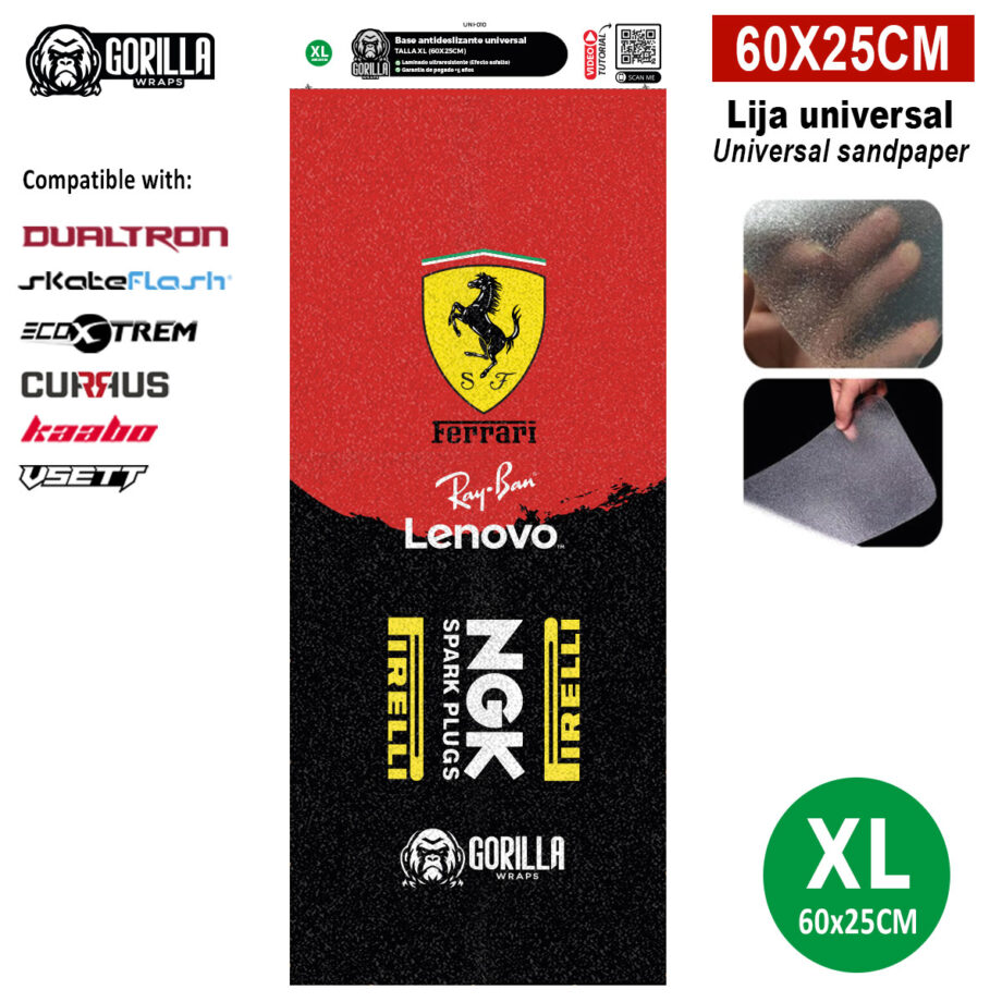 Base antideslizante universal Ferrari - Talla XL - 60x25cm (modelos Dualtron, Skateflask y similares) [Gorilla]