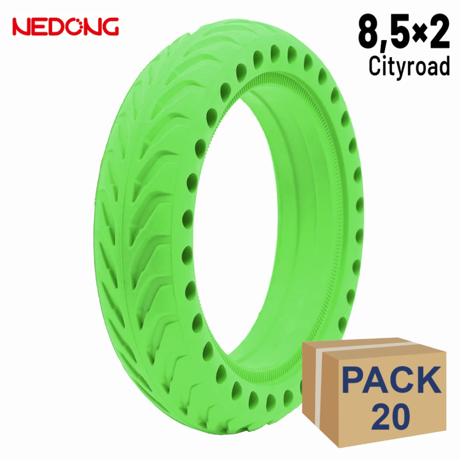 Rueda maciza 8,5x2 Agujereada VERDE Para Xiaomi [Nedong] - 20 unidades