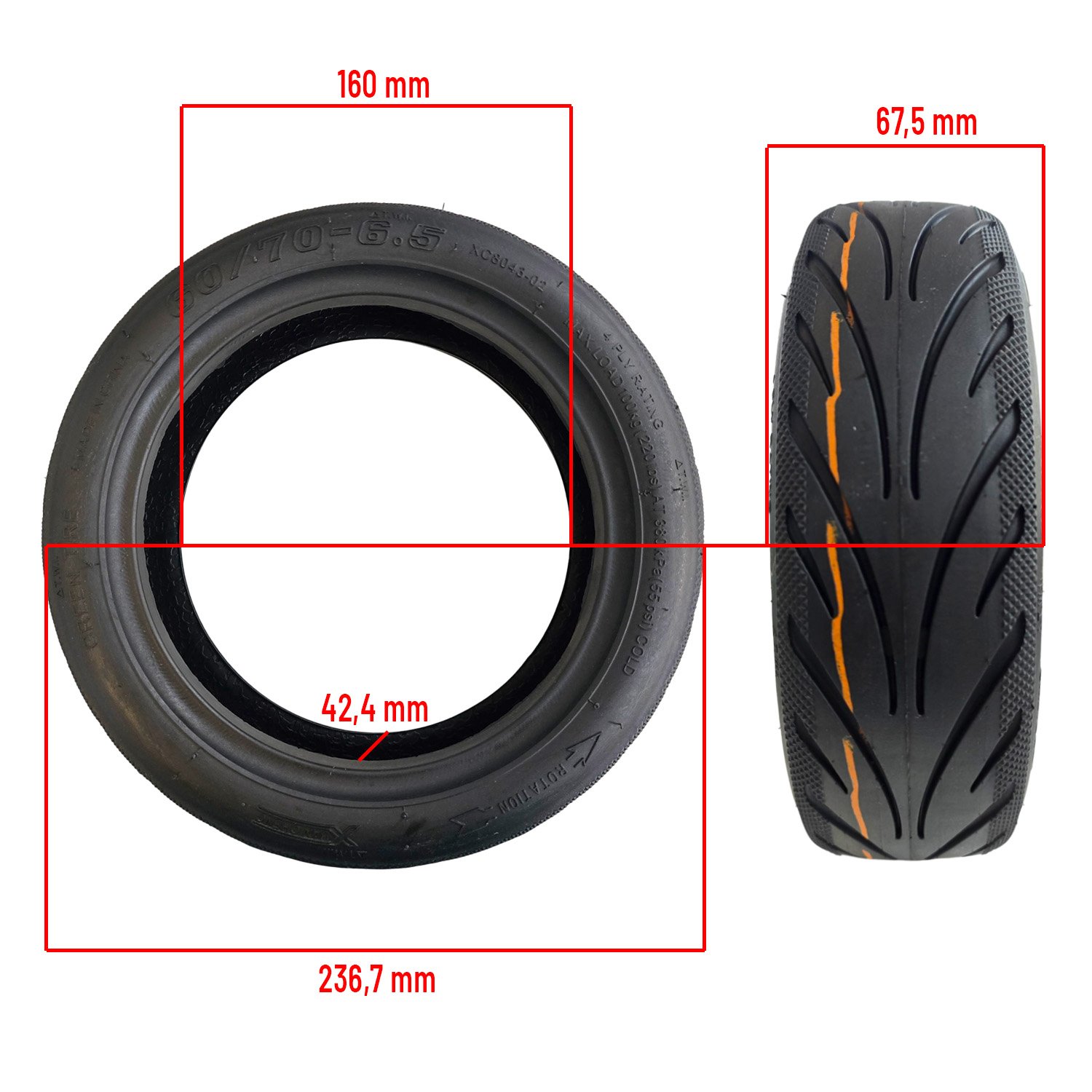 Neumático 60/70-6,5 Tubeless para Ninebot E2 Pro [Xuancheng] - RuedaQrueda