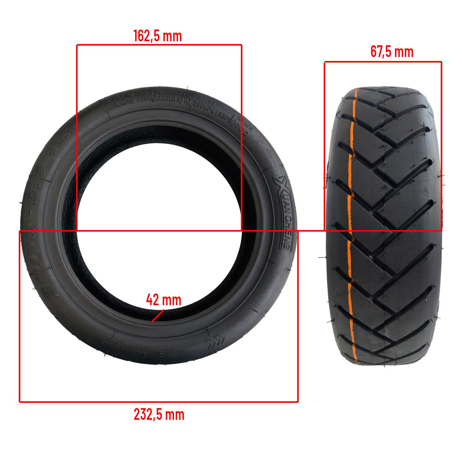 Rueda cubierta 60/70-6,5 Tubeless Cityroad para Xiaomi 5/mi4 (2gen) [Xuancheng] - RuedaQrueda