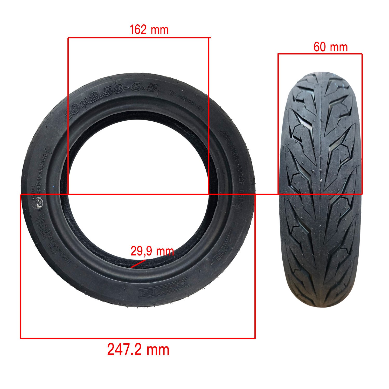 Rueda cubierta 10×2,50-6,5 Tubeless Cityroad [Xuancheng] - RuedaQrueda
