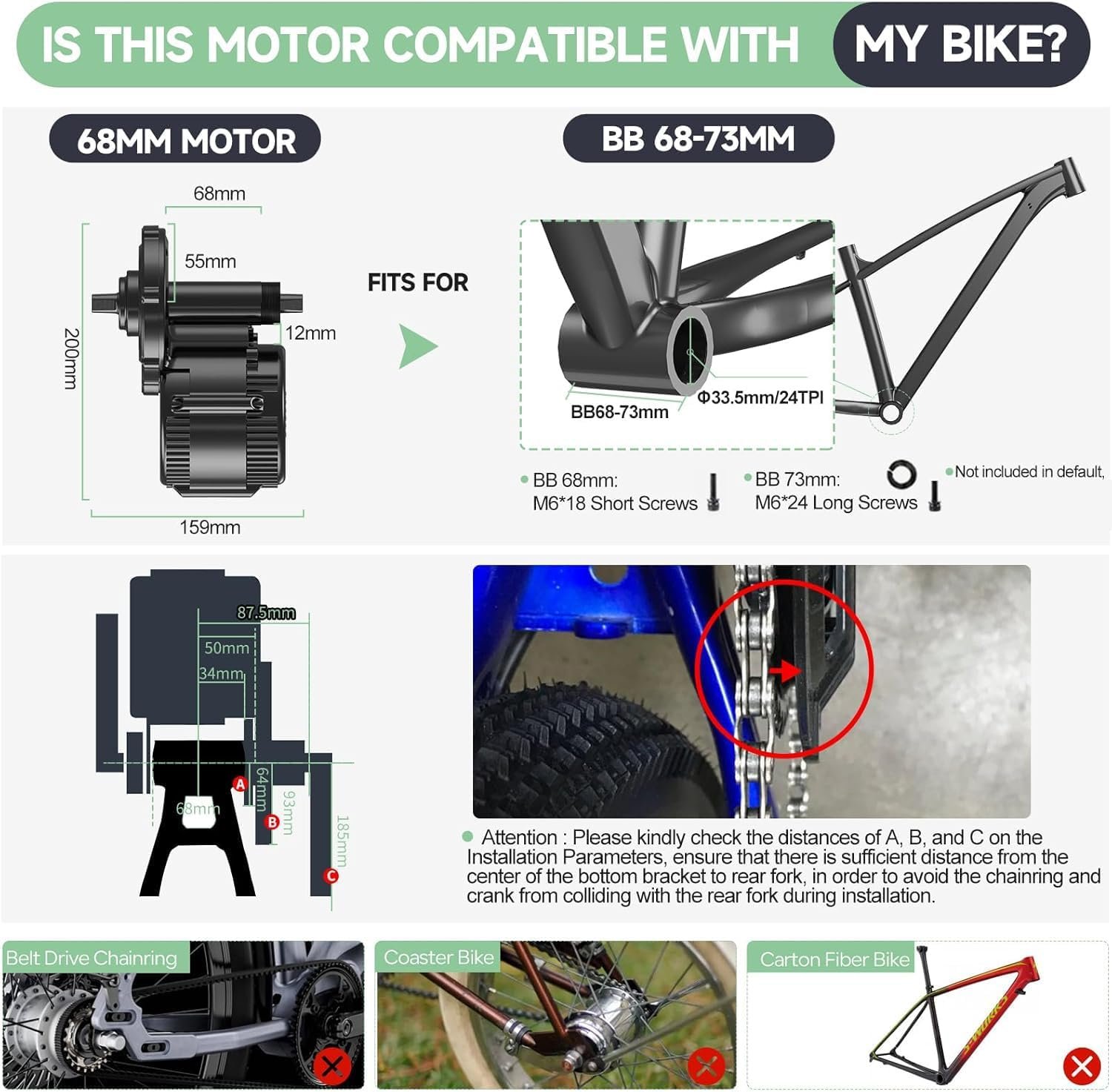 Kit conversión de bicicleta eléctrica de accionamiento medio 750W 48V – 68MM (Display: EKD01)[Bafang] - RuedaQrueda