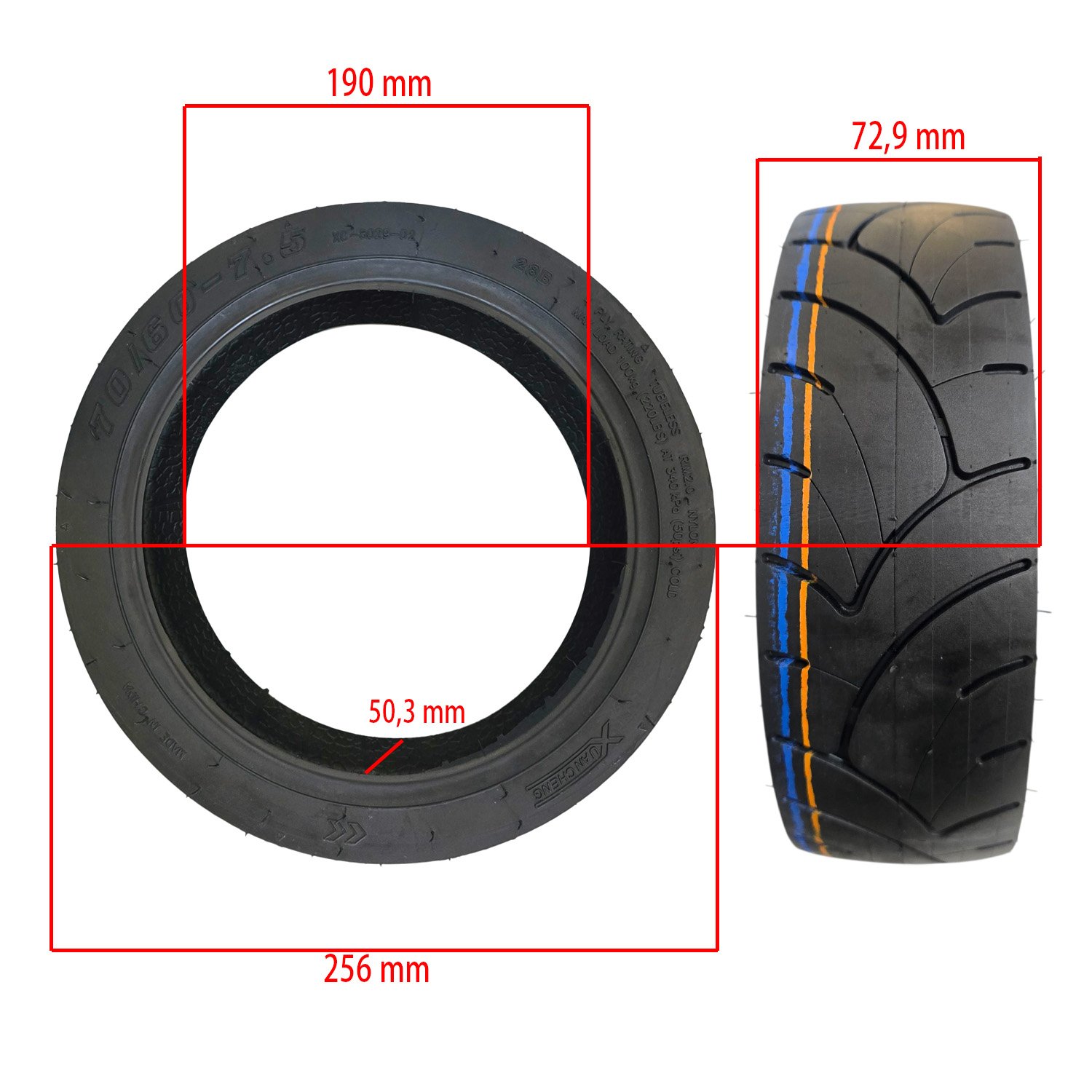 Neumático 70/60-7,5 Tubeless Cityroad para Ninebot ZT3 Pro / Ninebot MAX G3 E(Con gel antipinchazos) [Xuancheng] - RuedaQrueda