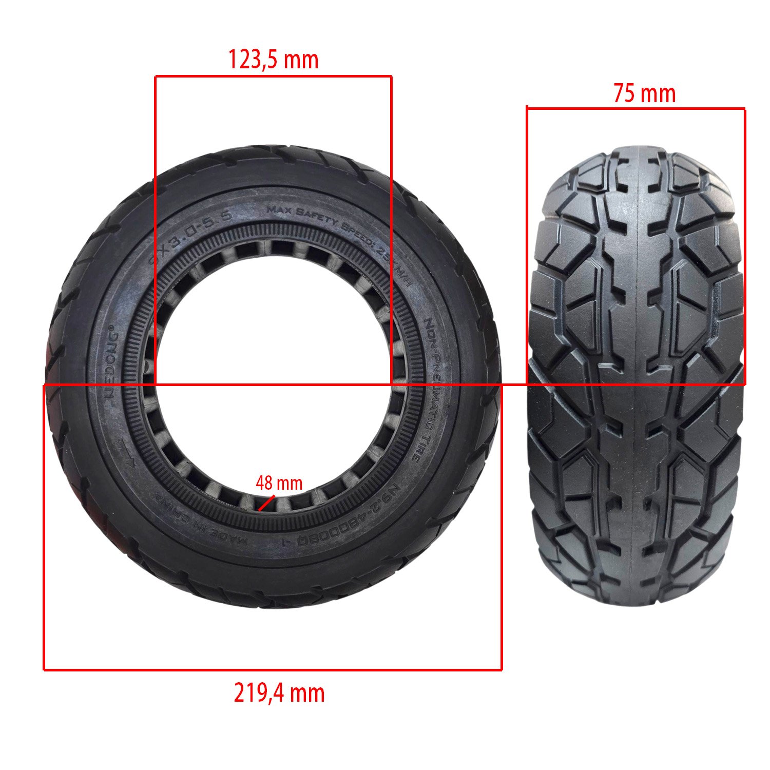 Rueda Maciza 9×3-5,5 Para Patinete Kukirin G2 Pro [Nedong] - RuedaQrueda
