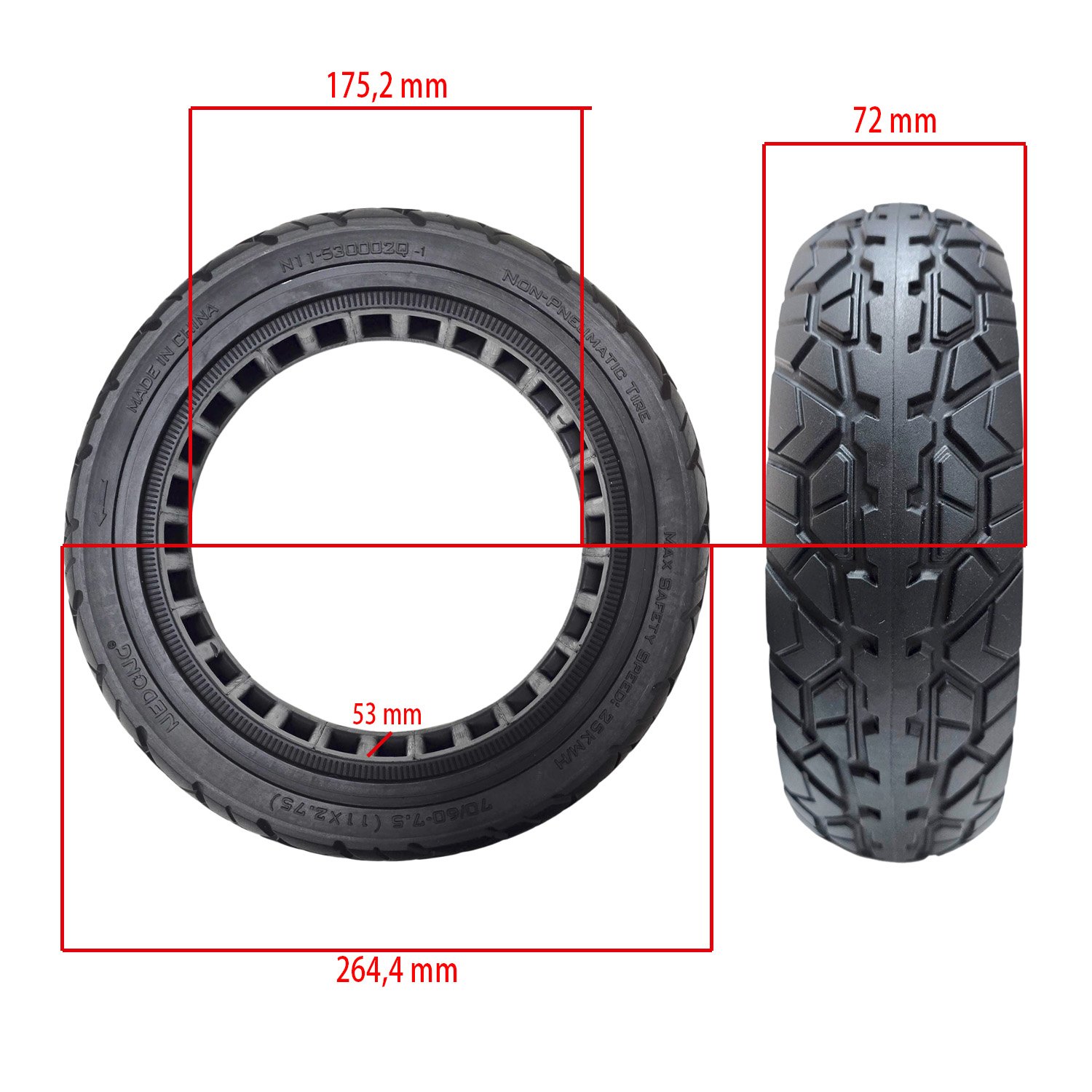 Rueda maciza 70/60-7,5 compatible con ZT3 [Nedong] - RuedaQrueda