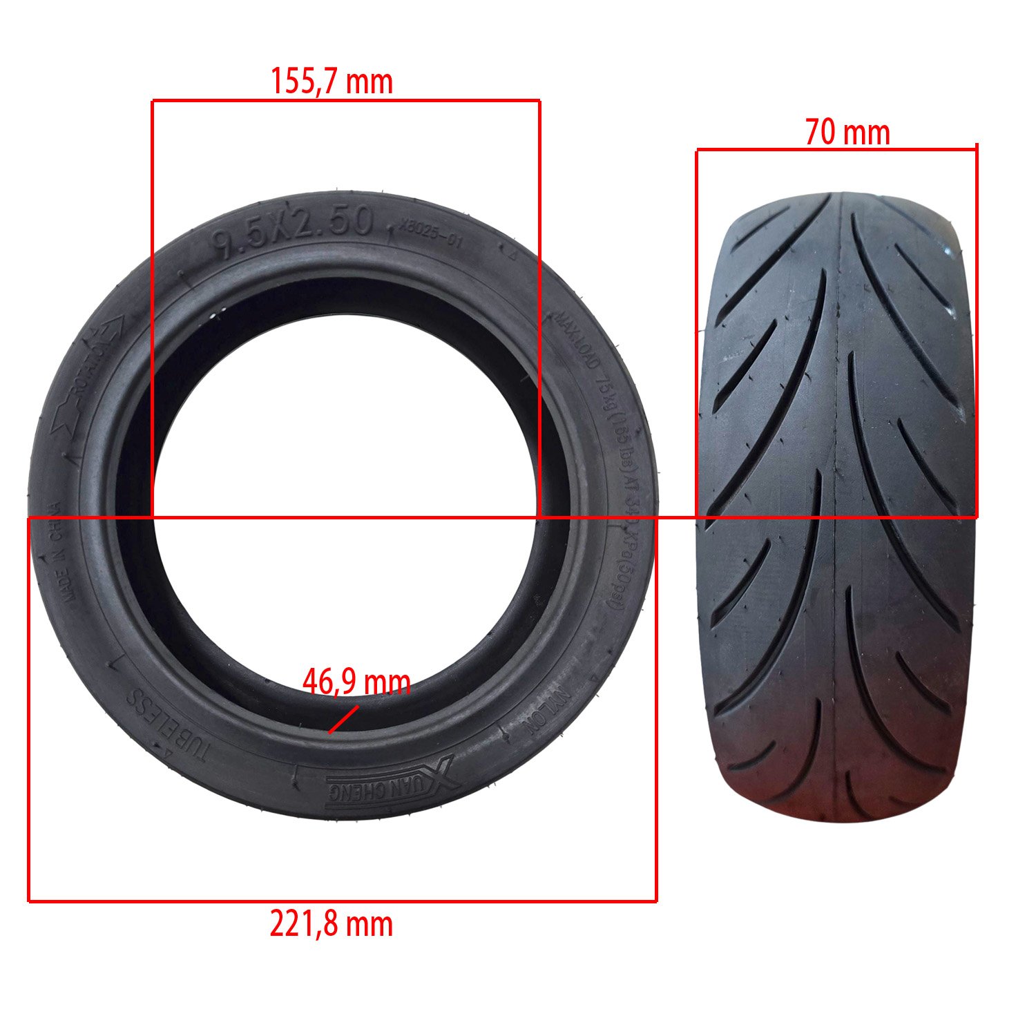 Neumático 9,5×2,50 Tubeless [Xuancheng] - RuedaQrueda