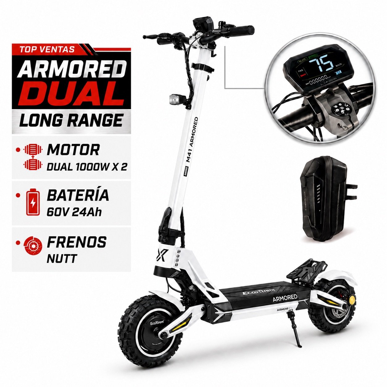 Ecoxtrem Armored Dual Long Range - DGT Homologado 2026 (Blanco)