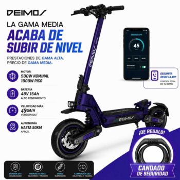 Patinete electrico Ecoxtrem Deimos DGT Morado 45 km/h