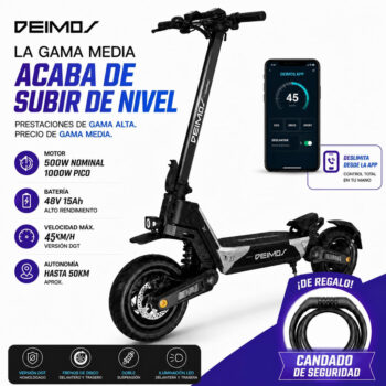 Patinete Eléctrico Ecoxtrem Deimos DGT - Negro